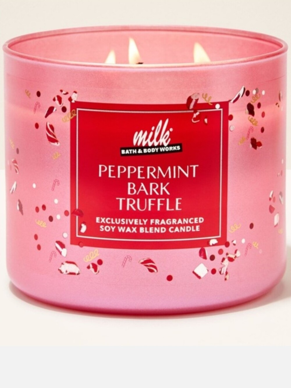 Bath & Body Works X Milk Peppermint Bark Truffle 3 Wick Candle NWT